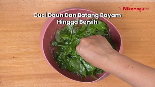 Cah Bayam Telur – langkah 1